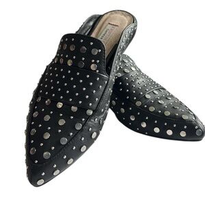 Chinese Laundry Black Studded Pointed Toe Mules